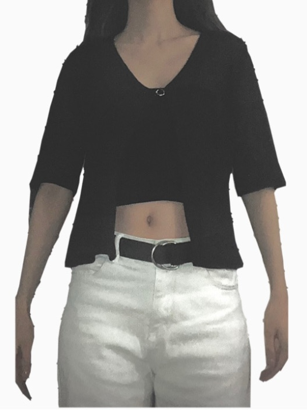 Black sparkly knit mesh cardigan button front shrug